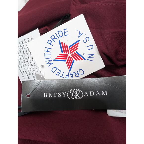Betsy & Adam 22W Burgundy One Shoulder Formal Gown NWT - Picture 6 of 8